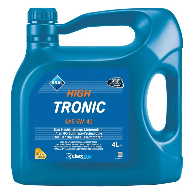 ARAL Hightronics 5W-40 Motoröl 4L - Hochleistungs-Öl mit Aral Synthesetechnologie