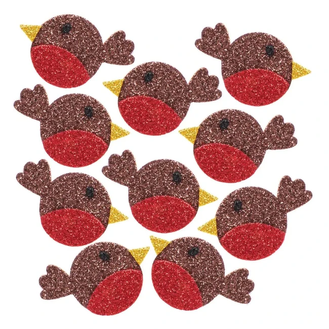 Autocollants Rougegorge Pailletés - Pack de 100 - Idéal pour les projets d'art et d'artisanat de Noël