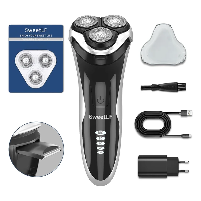 Rasoio Elettrico Sweetlf per Uomo - Modello X123, Taglia Barba, Rifinitore, Ricaricabile