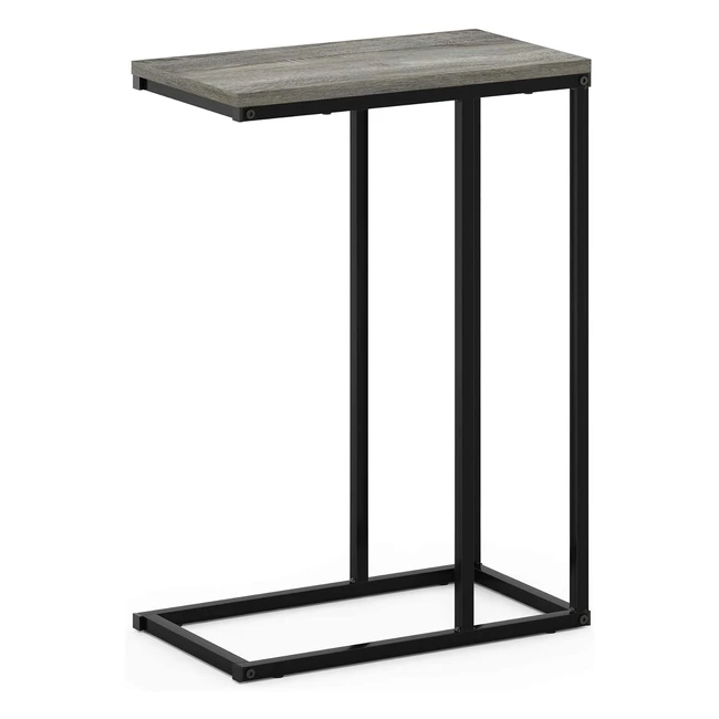 Furinno Camnus C-Shaped Sofa Side Table - French Oak Grey