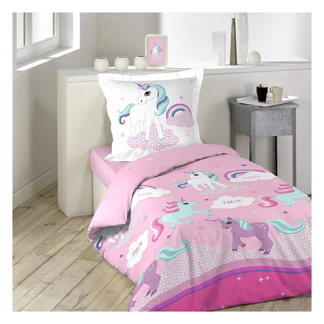 Juego de Funda de Almohada Unicornio 140x200cm - Multicolor