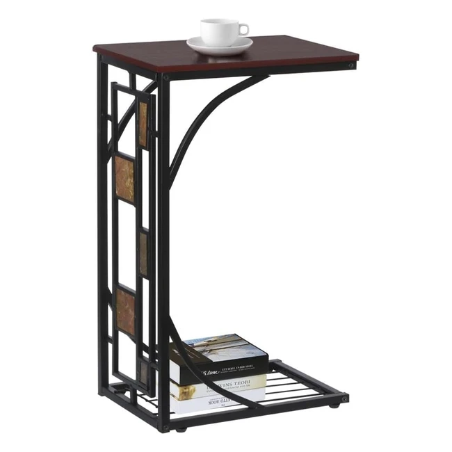 Yaheetech Stabiler Beistelltisch Couchtisch Teetisch Wohnzimmertisch mit praktischem Regal