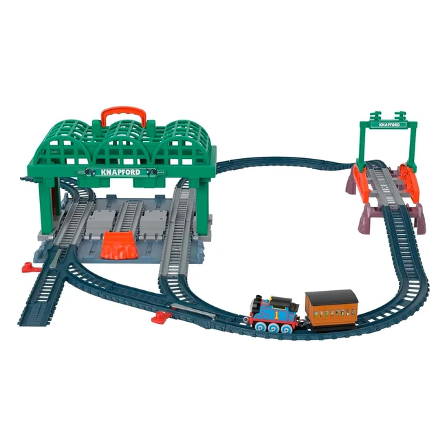 FisherPrice Thomas & Friends Estación Knapford Set de Trenes con 2 en 1 Juego y Estuche de Almacenamiento para Niños de 3+