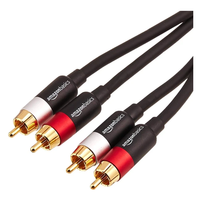 Cable de audio RCA Amazon Basics 2 machos a 2 machos 12m negroororojoblanc