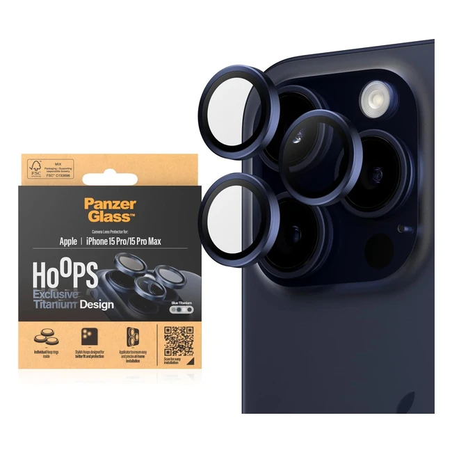 Protector de lente de cámara Panzerglass Ti Hoops para Apple iPhone 15 Pro Max - Protección elegante y resistente