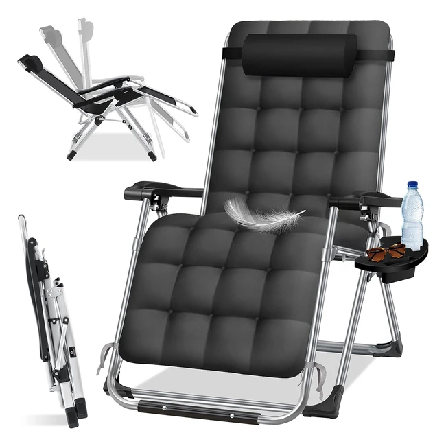 Kesser Sonnenliege Liegestuhl klappbar mit Getränkehalter Gartenstuhl XXL verstellbare Rückenlehne