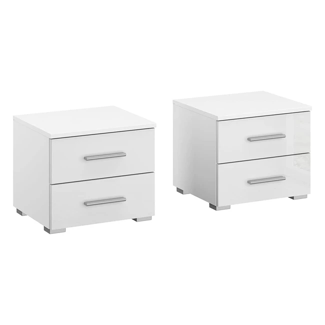 Rauch Möbel Base Nachttischpaar 2 Nachtkommoden Weiß Hochglanz 2 Schubladen 40x36x40 cm