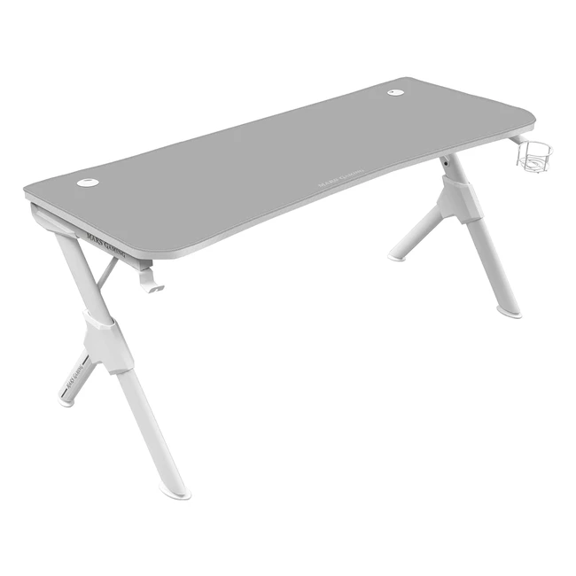 Mars Gaming MGD140W - Tavolo da gioco 140cm Bianco - Supporto Cuffie/Bevande - Mousepad Totale