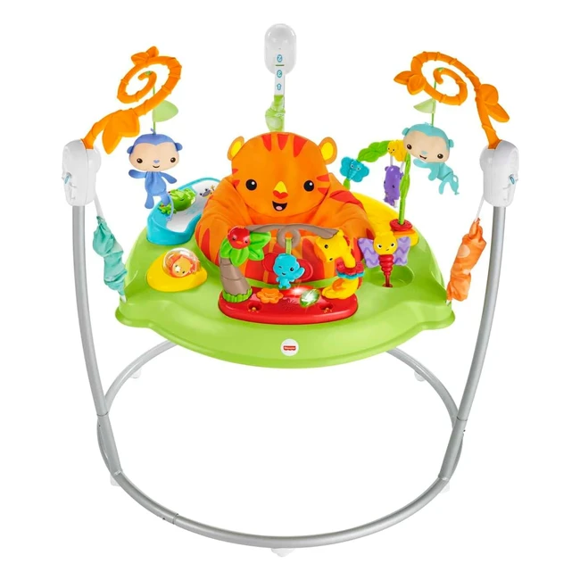 FisherPrice Jumperoo Jungle - Siège Harnais Sauter Bébé - Jeu Bébé 9 Mois - Table d'Activités - Sièges Suspendus - Balancelle Bébé - Jouet Enfant 1 An CHM91