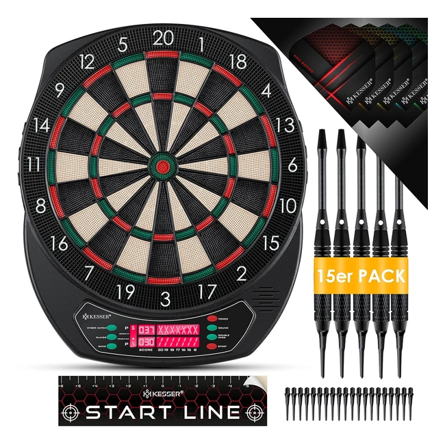 Kesser Profi Elektronische Dartscheibe Set - E Dartboard 15 Dartpfeile