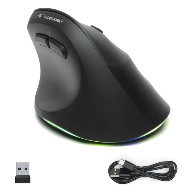Bluestork Souris Ergonomique Verticale 8002400dpi LED RGB 6 Boutons - Prévention Syndrome Souris - PC Mac 2023