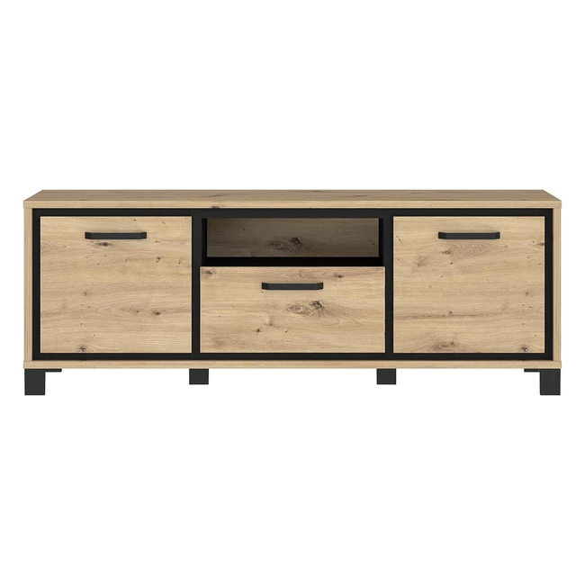 TV-Unterschrank Forte Trondheim Holzwerkstoff Artisan Eiche/Schwarz 1584x589x415cm