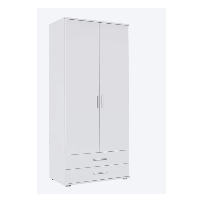 Rauch Möbel Rasant Schrank Drehtürenschrank inkl. 2 Schubladen 2-türig Zubehörpaket Basic 1 Einlegeboden 1 Kleiderstange Weiß