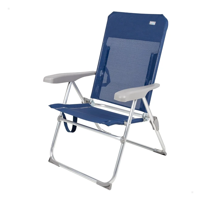Silla de Playa Aktive 62661 Plegado Slim Reclinable 6 Posiciones Azul Marino