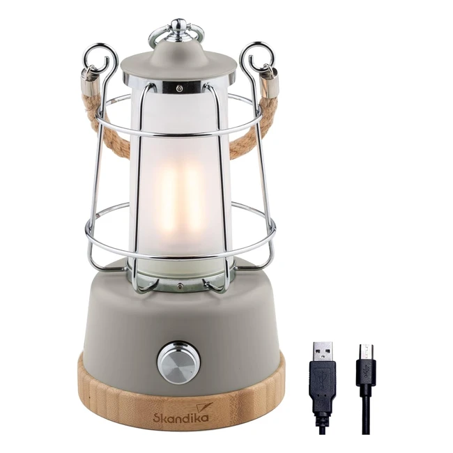 Skandika LED-Lampe Kiruna Retro Outdoor Campinglampe mit Powerbank 370 Lumen USB