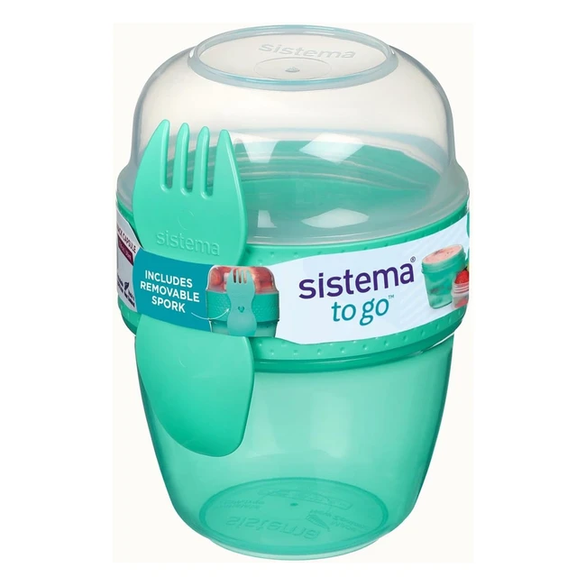 Boîte à lunch Sistema Snack Capsule 515ml - Coloris assortis - Compartiments séparés - Cuillère incluse