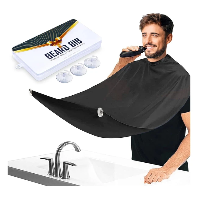 Delantal de Afeitado Impermeable Hombre - Alta Calidad - Antiadherente - Ventosas - Negro