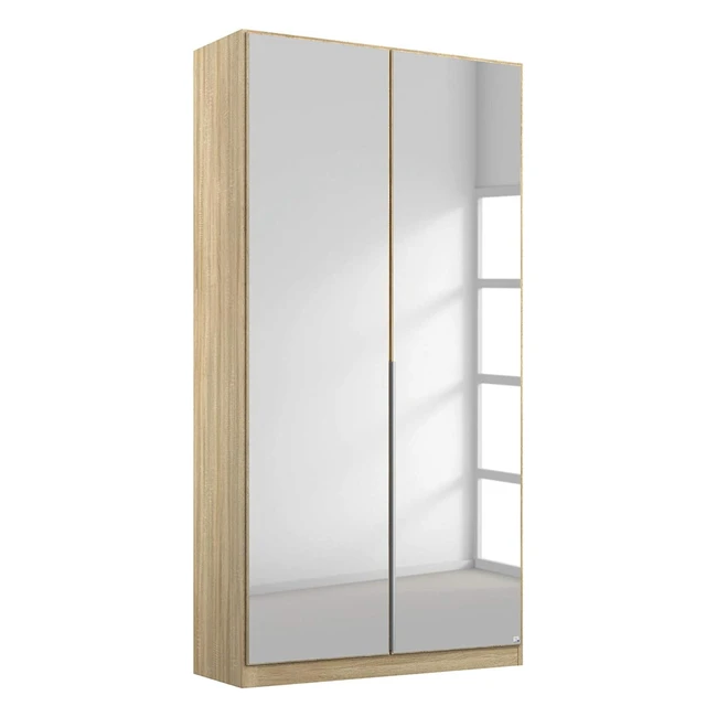 Rauch Möbel Alabama Schrank Kleiderschrank Eiche Sonoma mit Spiegel 2-türig inkl. Zubehörpaket Basic