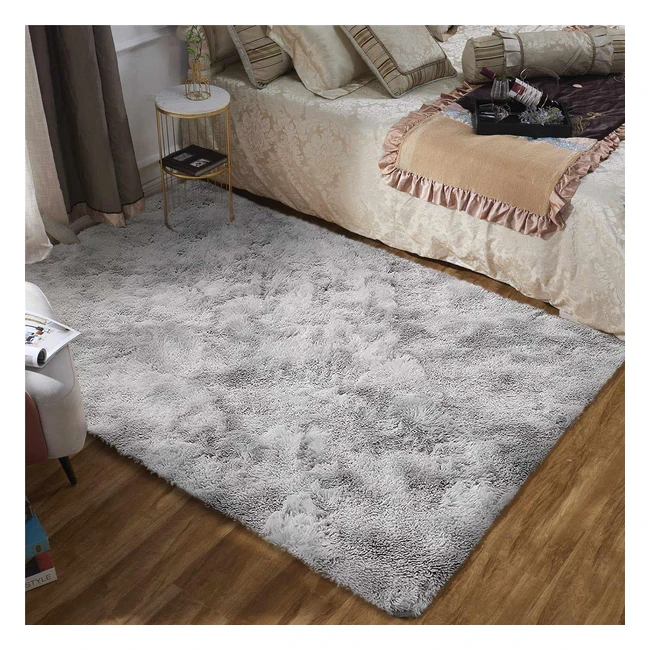 Tapis Salon Shaggy Poil Long Gris Moderne 80x120cm #Confort #Douillet #Antidérapant