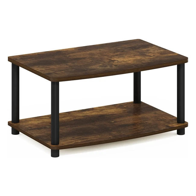 Furinno TurnNTube 2-Tier TV Stand Amber Pine/Black No Tools Required