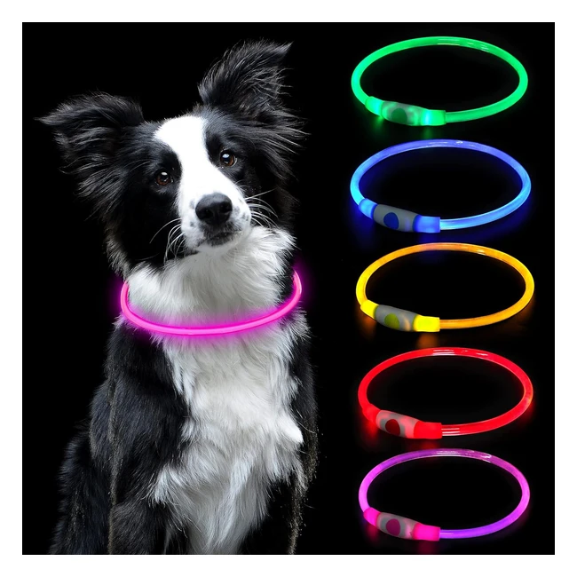 Collier Lumineux LED pour Animaux Rechargeable USB - Taille Rglable - Rose