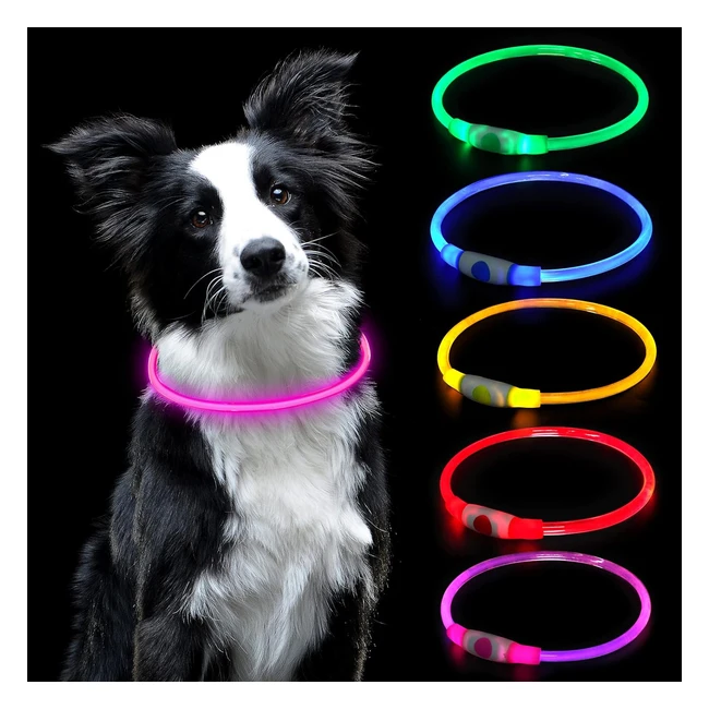 Collier Lumineux LED pour Animaux Rechargeable USB - Taille Réglable - Rose