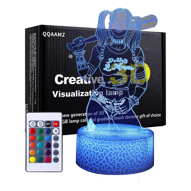 Veilleuse 3D LED Harley Quinn USB 16 couleurs - Cadeau danniversaire