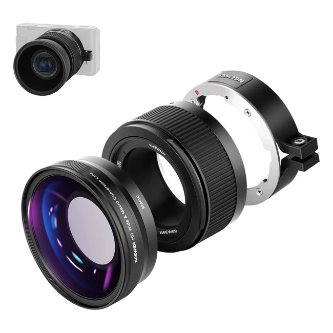 Neewer Objectif Grand Angle 18mm Macro 10x Sony ZV1 HD 2 en 1