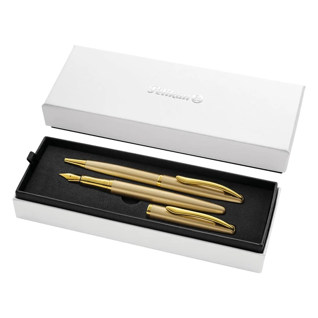 Set Penna Sfera e Stilografica Pelikan Jazz Noble Elegance Gold Blu Metallo