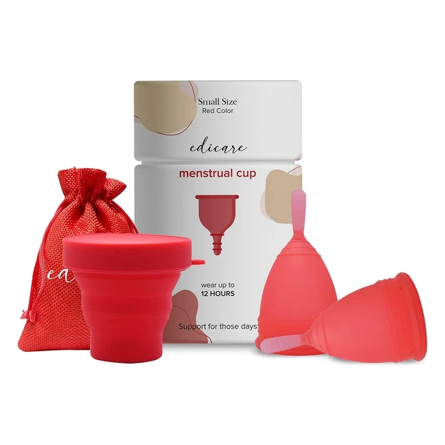 Copa Menstrual Edicare - Incluye 2 Copas Esterilizador y Bolsa de Transporte - 