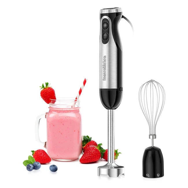 Batidora de Mano Bonsenkitchen 1000W 2in1 - 20 Velocidades Ajustables - Varilla Mezcladora - Alimentos para Bebés