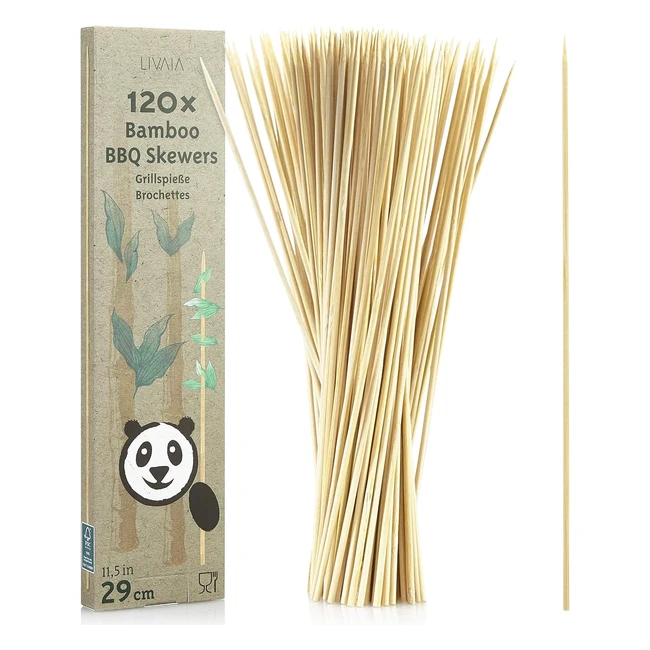 Pinchos de Madera Bambú 120 Brochetas 29cm Premium Barbacoa Manualidades