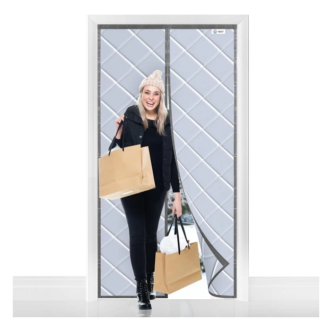 Magnetic Thermal Insulated Door Curtain 90x210 cm - Grey  Windproof Waterproof