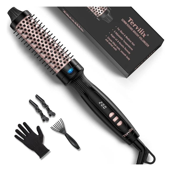 Terviiix Brosse Cheveux Chaude 32mm - Volume Boucles Brillant - Double Tension