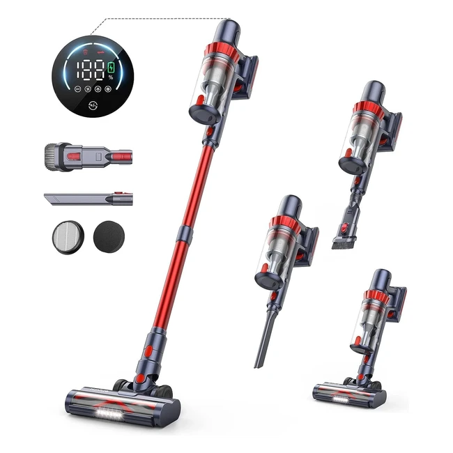 Honiture Akku Staubsauger 450W 38000Pa Kabellos mit Touchscreen - Bis zu 55 Min Laufzeit