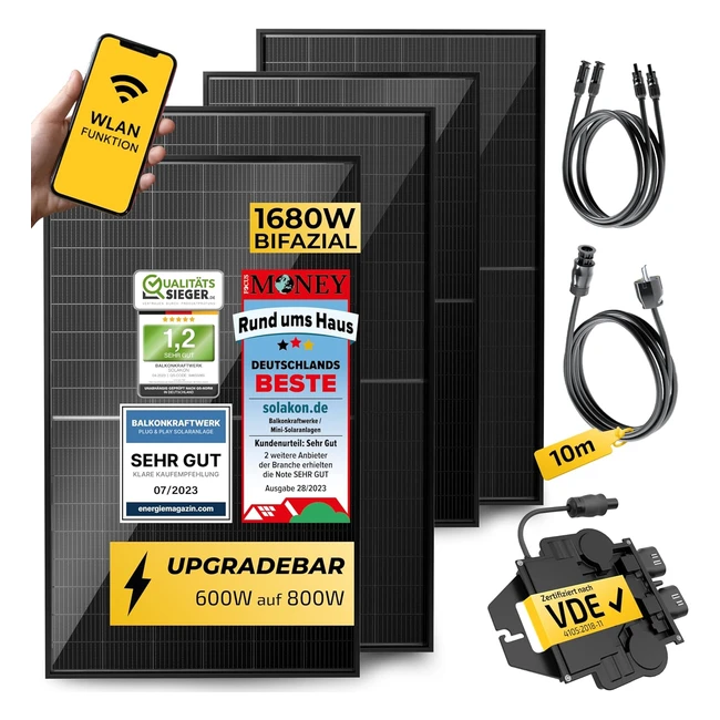 Solakon 1680W Balkonkraftwerk 1600W Komplettset 800W Upgradebarer Wechselrichter