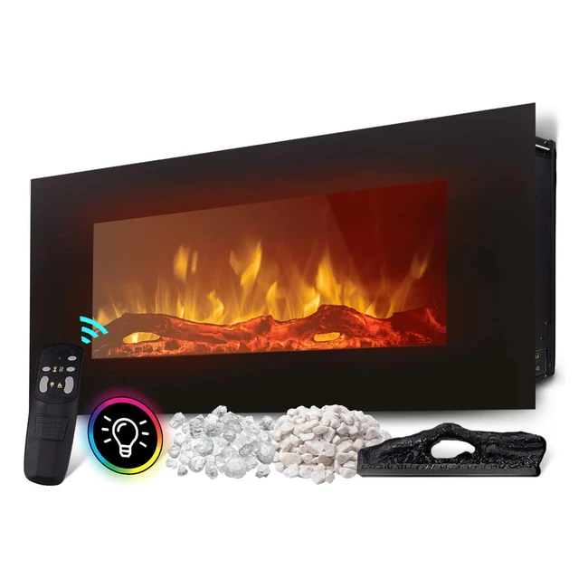 Heidenfeld Elektrokamin HFWK300 1500 Watt LED Kamin mit 10 Farben Fernbedienung 