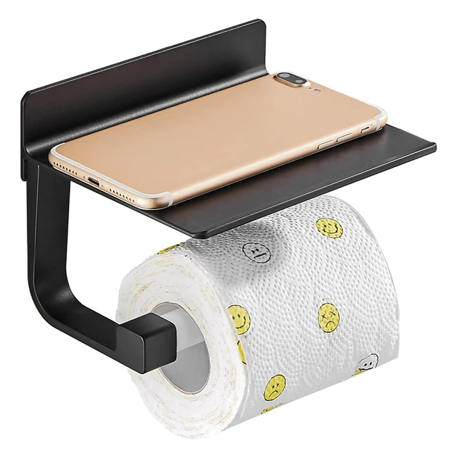 Portarrollos Hoomtaook Baño Adhesivo Aluminio Negro - Fuerte y Duradero