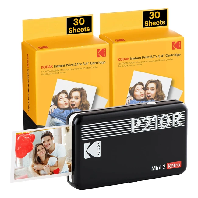 Kodak Mini 2 Retro 4Pass Mobile Photo Printer - Pack of 68 Sheets