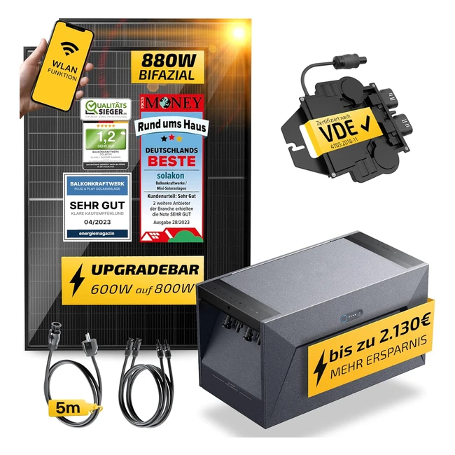 Solakon 880W Balkonkraftwerk 800W Upgradebarer Wechselrichter
