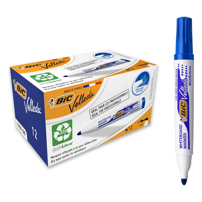 BIC Velleda 1701 Ecolutions Blue Whiteboard Pens - Box of 12 - SchoolOffice