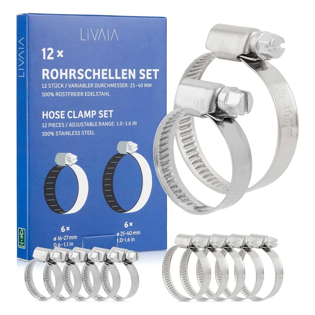 Abrazaderas Metálicas 12x Bridas 16mm 27mm 25mm 40mm Acero Inoxidable