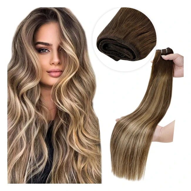 Extension Capelli Veri Laavoo 50cm 100g Balayage Marrone Scuro Mix Biondo Caramello