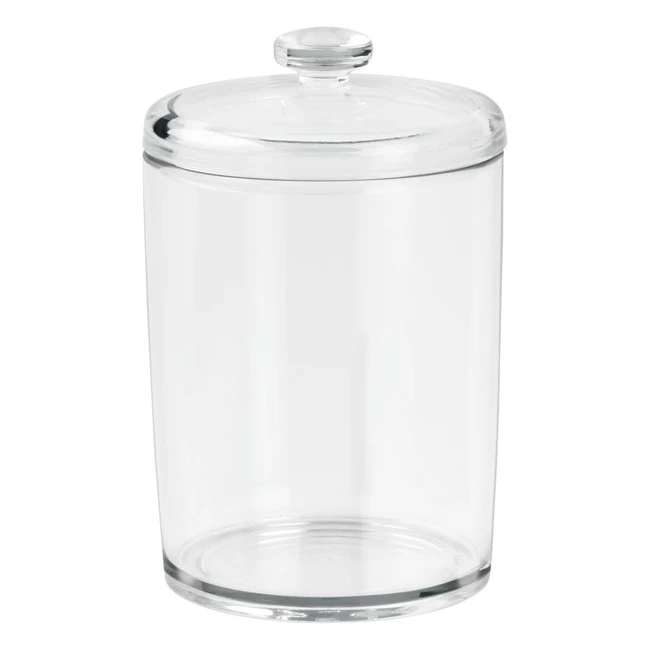 Bote Plástico Transparente iDesign - Almacenaje Elegante para Discos Desmaquillantes y Bastoncillos de Algodón