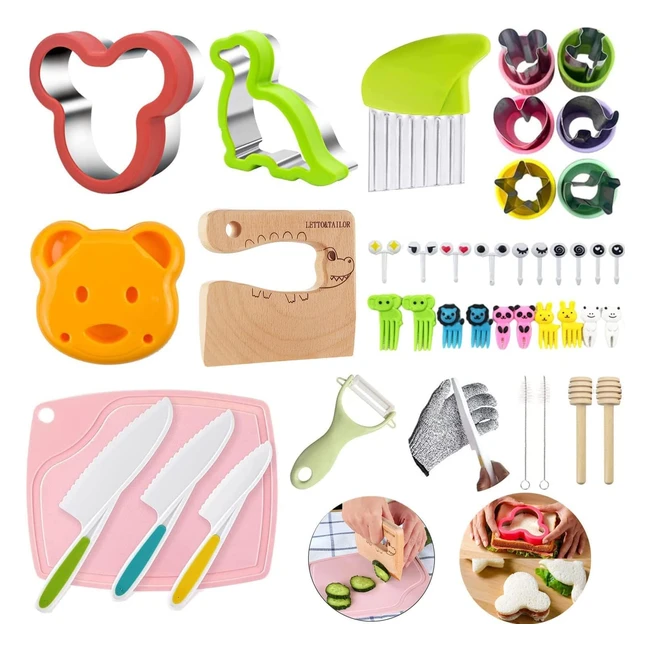 Ensemble Enfants 41 Pièces Couteaux Cuisine Formes Emporte-pièces Coupe Biscuits Fruits Sandwichs