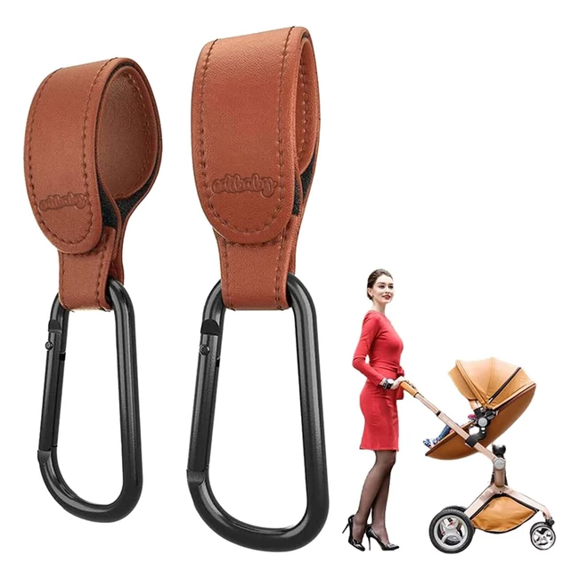 Ganchos Carrito Bebe Edibaby Piel 2 Unidades Ajuste Universal - Marrón