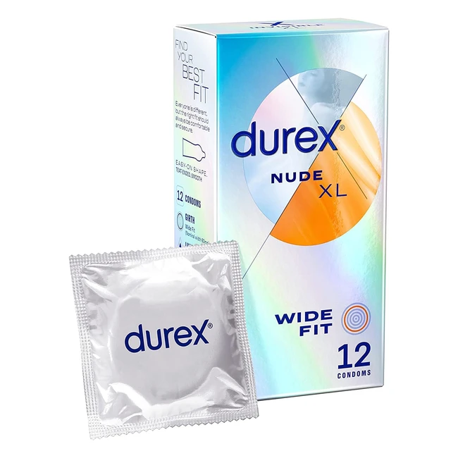 Durex Nude Condoms Wide Fit 12s Ultra Thin  Feel It All  Silicone Lube