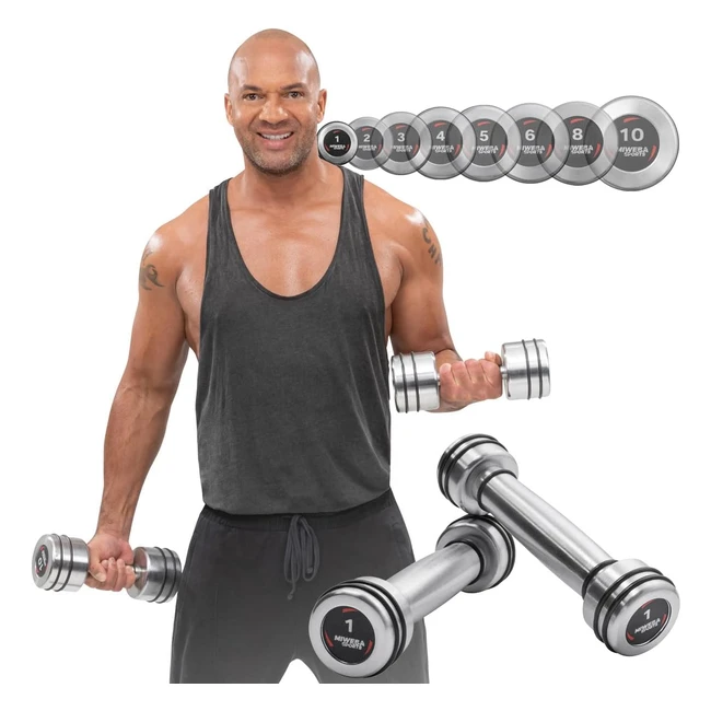 miweba sports chrom matt Hanteln 10100 kg Hantelset ergonomischer Griff