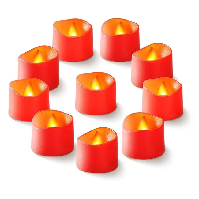 Homemory Red Flameless Tealight Candles Pack of 24 Flickering LED Tea Light Cand