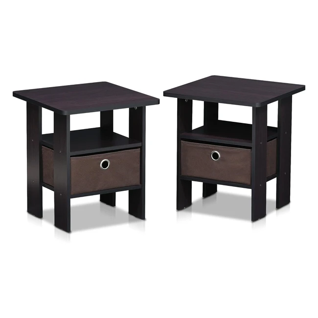 Furinno Andrey End Table Side Table Nightstand Dark Walnut 2Pack #Storage #CompactDesign #QualityMaterial